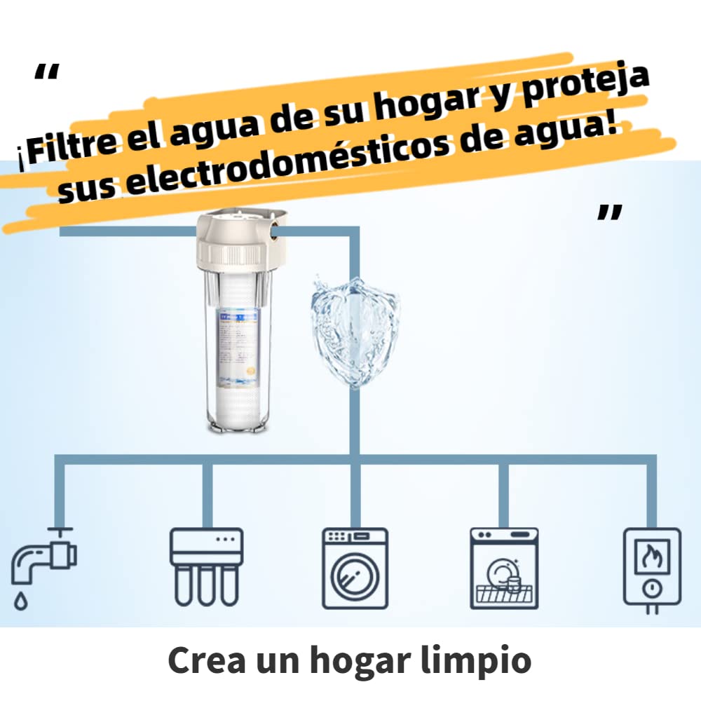 Purificador de Agua Prefiltro con Filtro de Sedimentos 10 Pulgadas Repuestos para Hogar Grifo Pozo