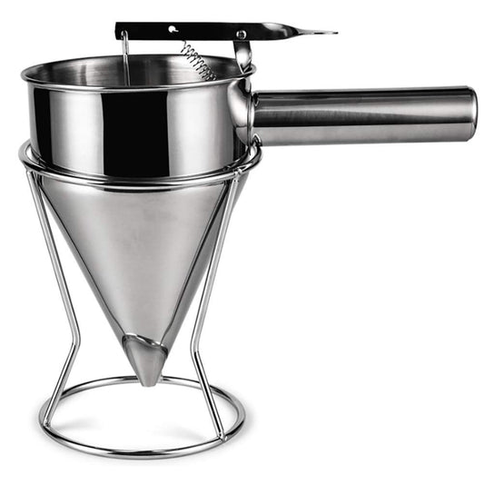 Henoot Embudo de pistón de acero inoxidable con soporte, dispensador de masa, crema de salsa, embudo dosificador, para cocinas principales, panadería, uso