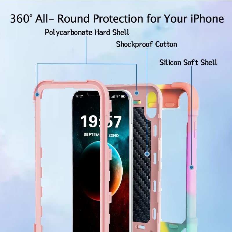 Funda para iPhone X/XS Uso rudo,con Soporte de Anillo,Resistente a caídas y Golpes,protección de Cuerpo Completo,Duradera,Resistente Funda Protectora 3 en 1 Mujer para iPhone X/XS