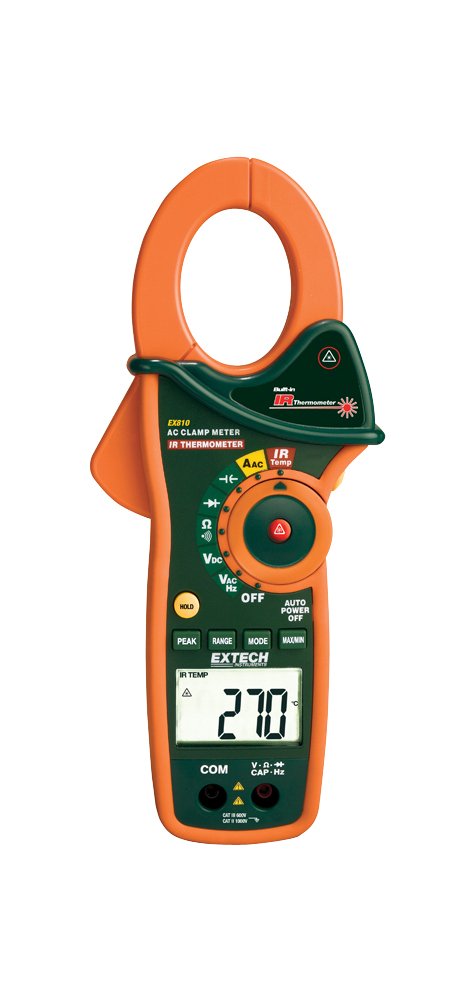 Pinza Amperimétrica Extech EX810 NISTL Negra con Termómetro Infrarrojo 1000 A