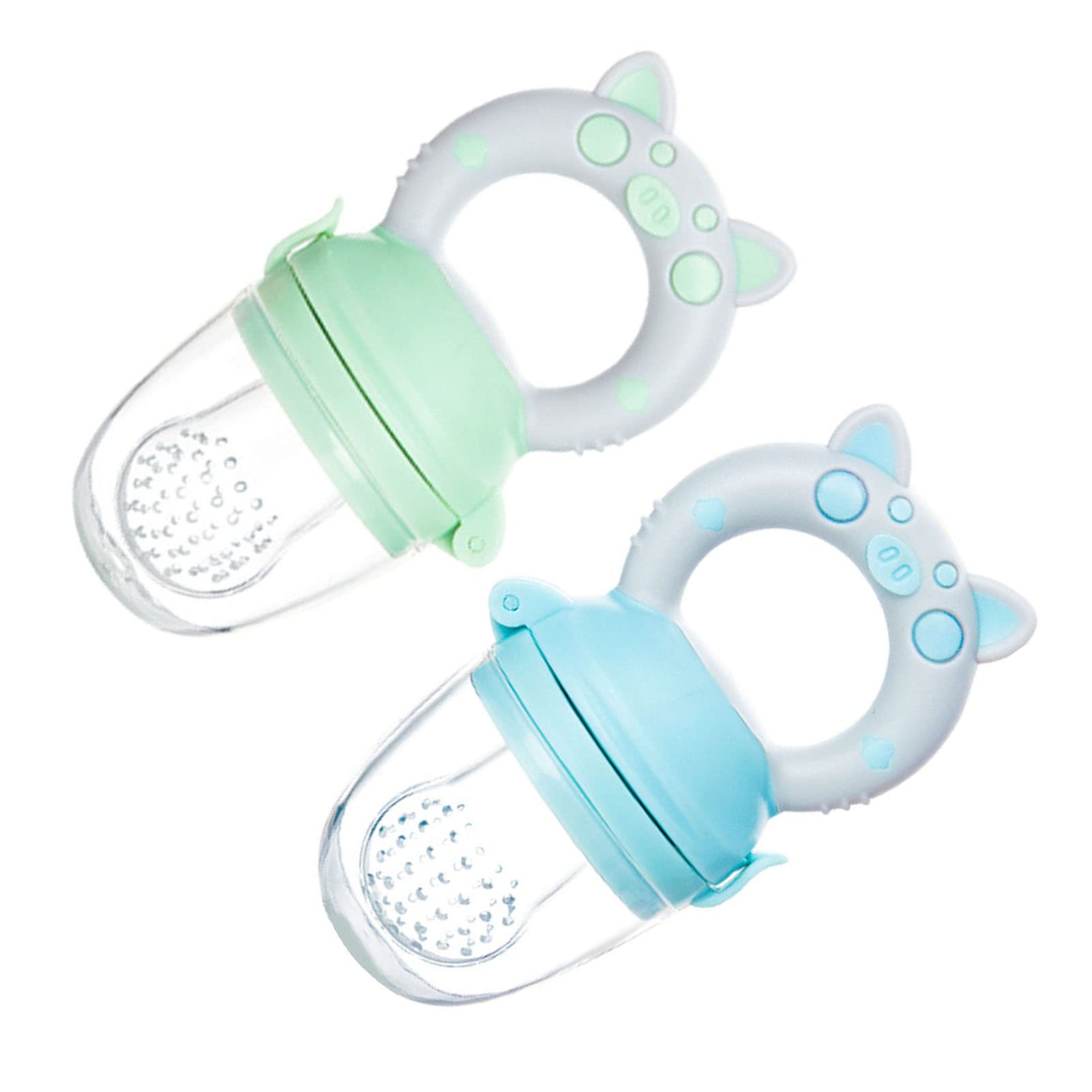 Chupete para Alimentación de Alimentos de Silicona Suave para Bebés 2 Unidades Verde Azul