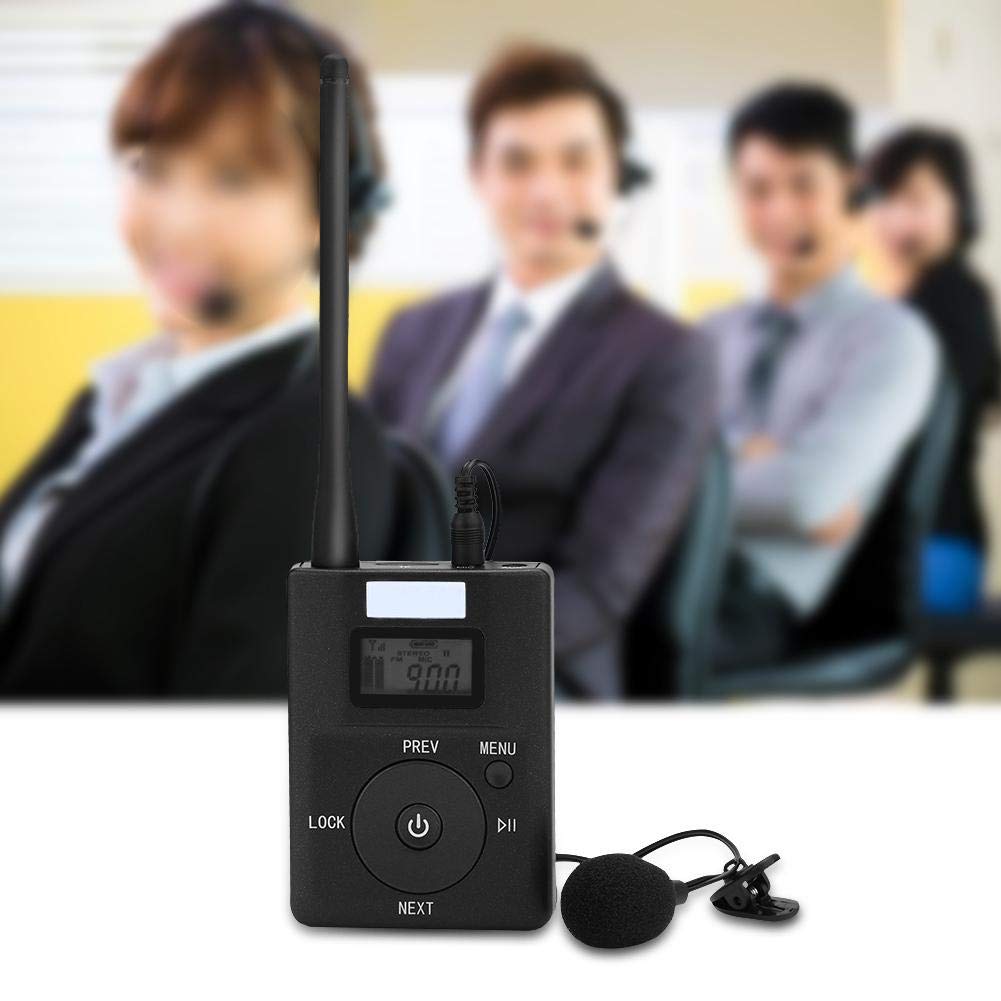 Transmisor FM Inalámbrico Wendry Negro Portátil de Baja Potencia para Turismo y Salas de Reuniones