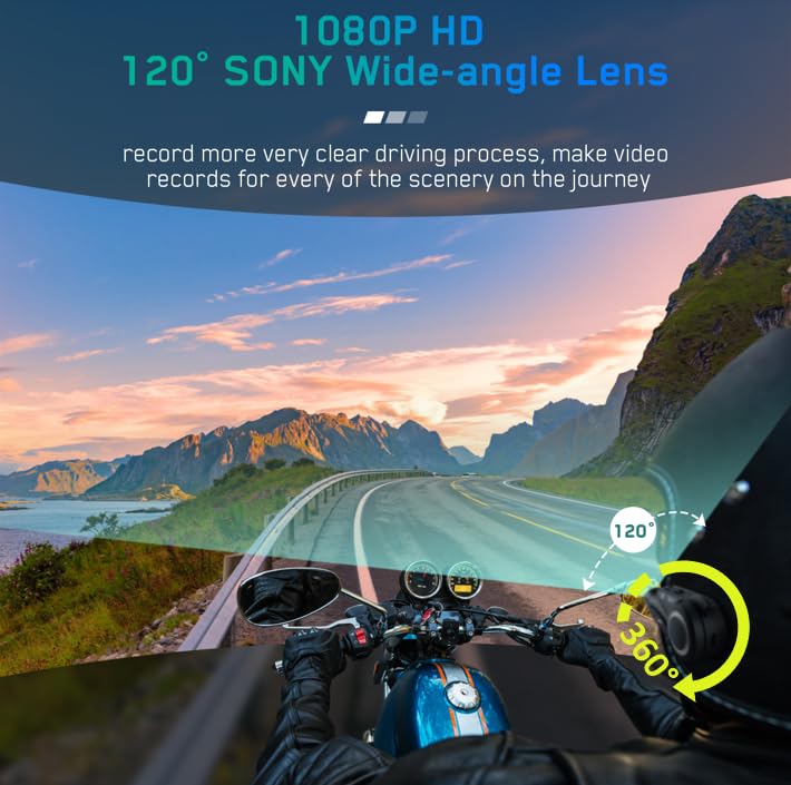 MAXTO - Auriculares Bluetooth para motocicleta con cámara 1080P HD, M3 mejorado 360°, clip ajustable de 6 ciclistas de 99974.4 cm, sistemas de comunicación de motocicleta, intercomunicadores de grupo,
