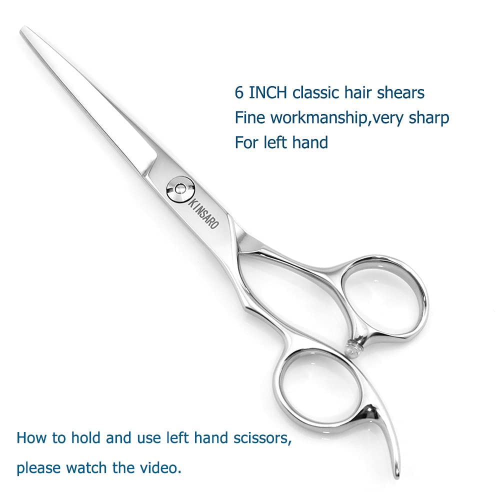 Cesoie para cabello mano izquierda 6 pulgadas Tijeras para cabello mano izquierda Tijeras de corte para cabello Lefty Cesoie de barbero Zurdo KINSARO