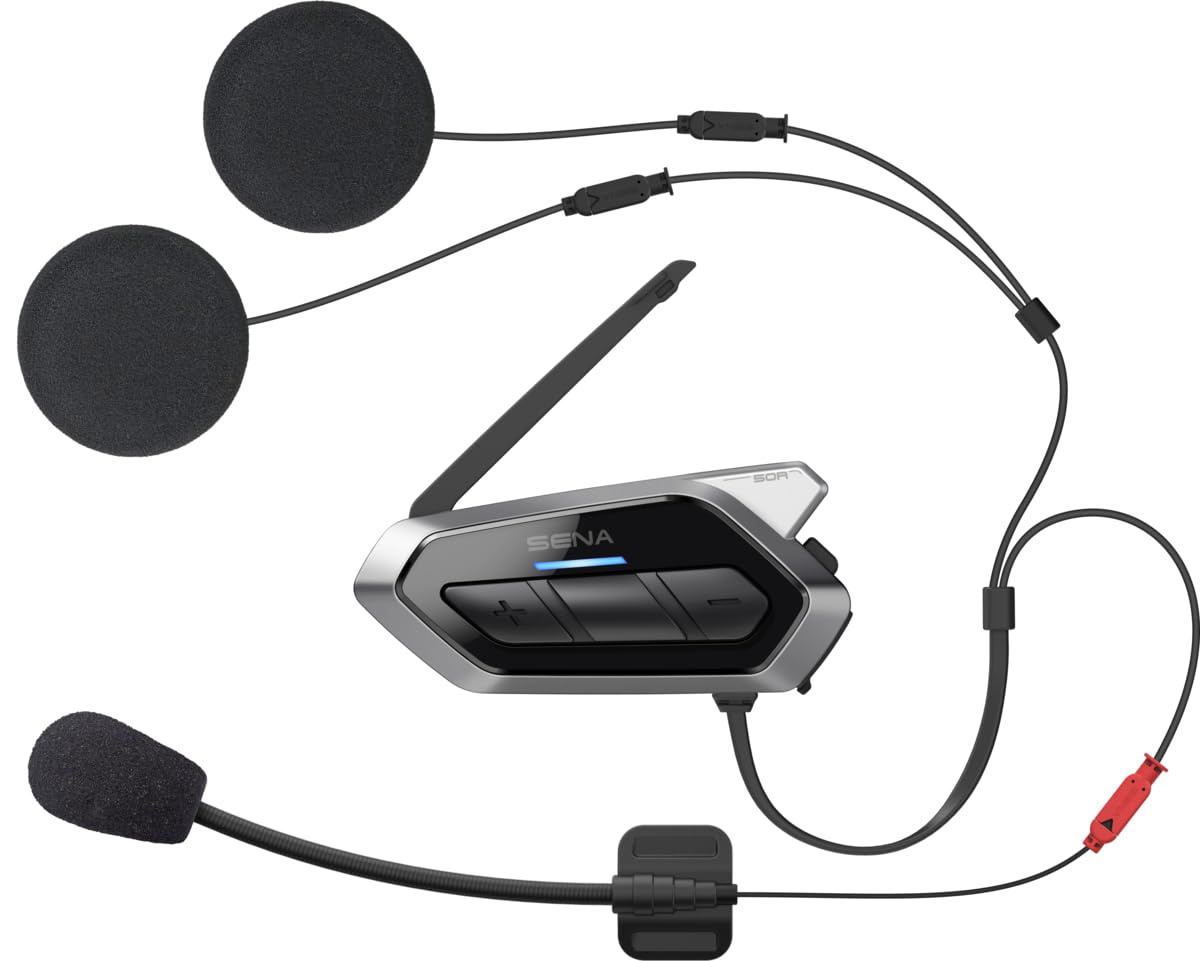 Sena 50R - Auriculares Bluetooth para motocicleta con sonido de Harman Kardon, sistema de intercomunicación de malla integrado, micrófono y altavoces de alta calidad