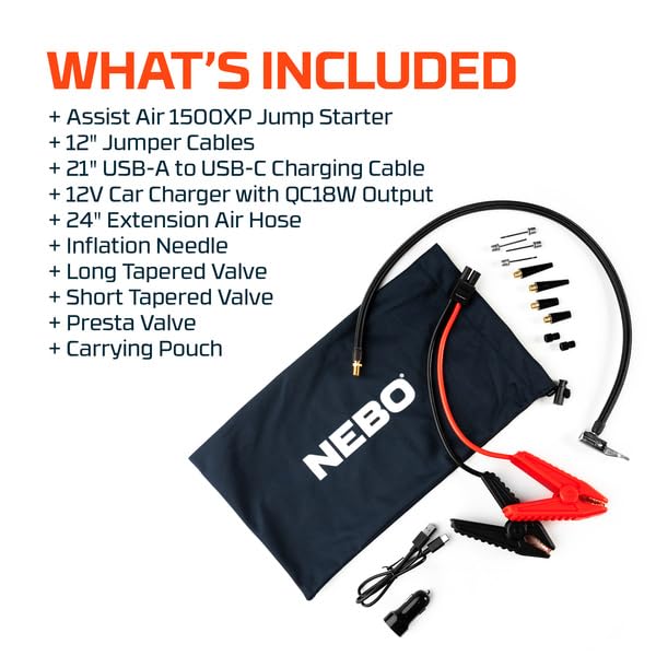 NEBO Assist AIR 1500XP - Arrancador de Salto para Coche, Camión y SUV