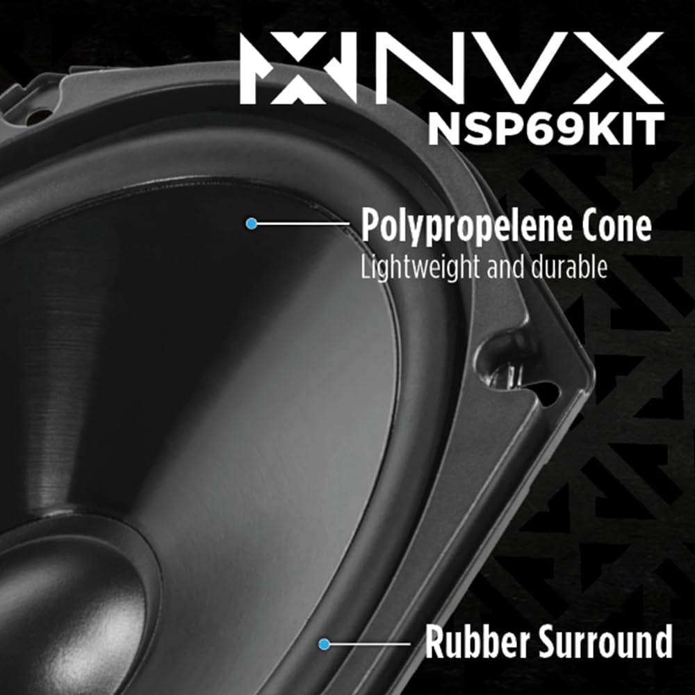 NVX® NSP69KIT - Altavoces para coche de 6 x 9, 920 W máximo, 320 W RMS, sistema de componentes de 2 vías con tweeters de cúpula de seda y X-overs pasivos, fácil de instalar en coches/camiones/puertas