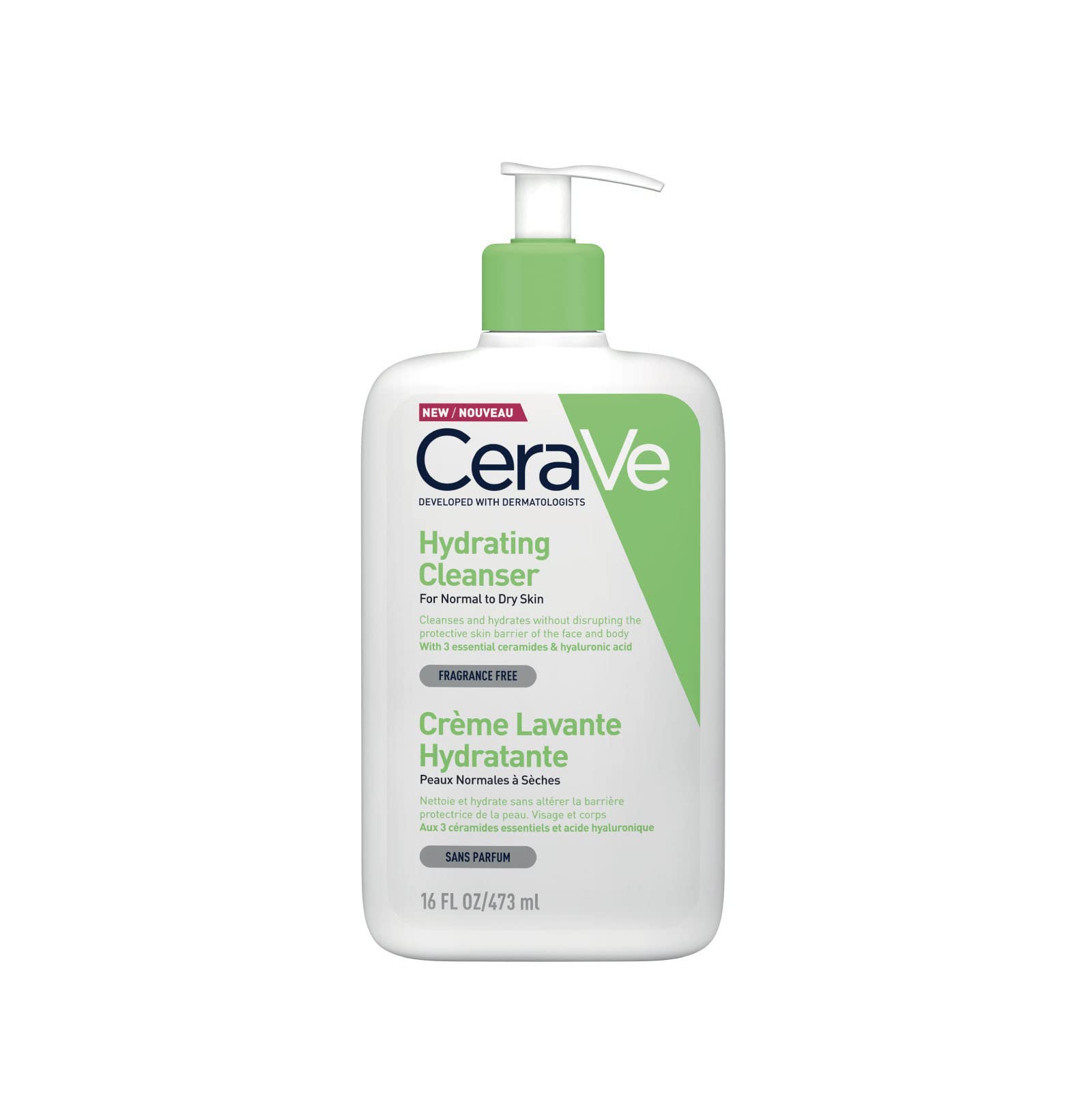 CeraVe Limpiadora Hidratante |473ml| Limpiador facial diario para piel seca | Libre de fragancia + Crema Hidratante |454gr| Hidrante diario para rostro y cuerpo para piel seca