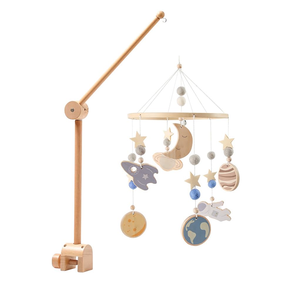 Lindo móvil para cuna con brazo móvil para cuna de bebé, soporte móvil para cuna de bebé, soporte móvil para cuna – Móvil neutro de género para decoración de guardería, accesorio móvil para cuna de bebé para decoración de guardería
