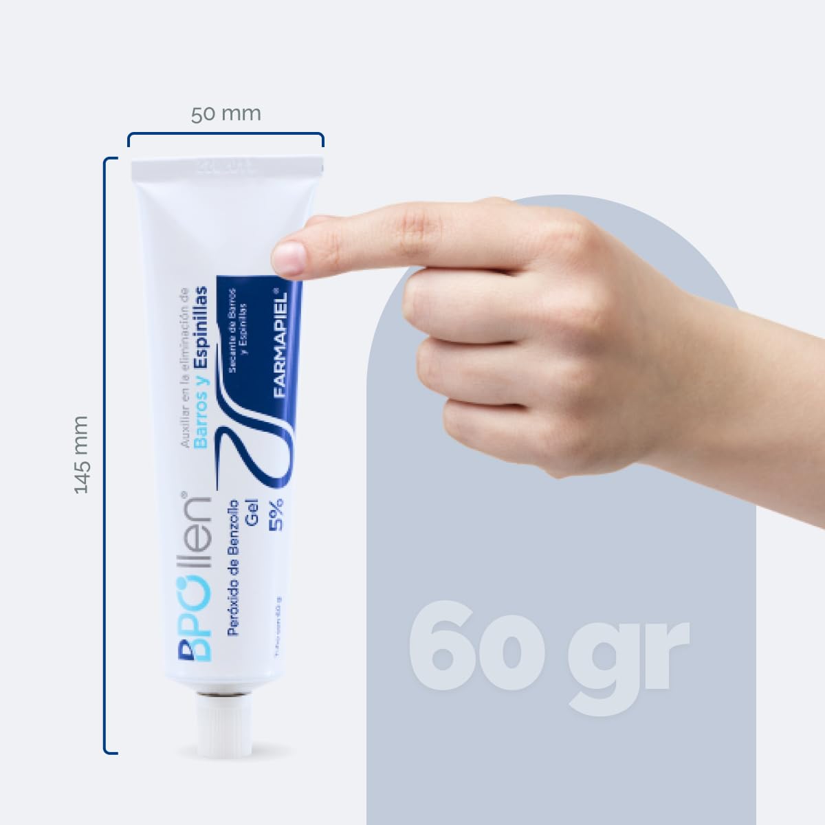 BPO LLEN Gel Limpiador Facial Anti-Acné con Peróxido de Benzoilo 5% | Tratamiento Anti-Imperfecciones | Antiseborreico y Antiséptico | Indicado para Combatir el Acné Leve o Moderado | 60 ml