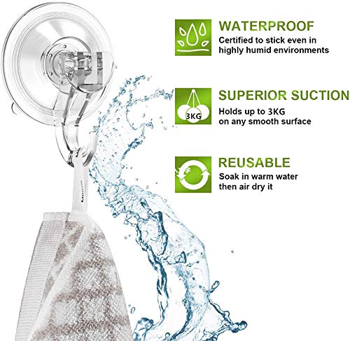 Ganchos de Succión Quntis Transparentes Reutilizables para Baño, Cocina, Puerta y Ventana