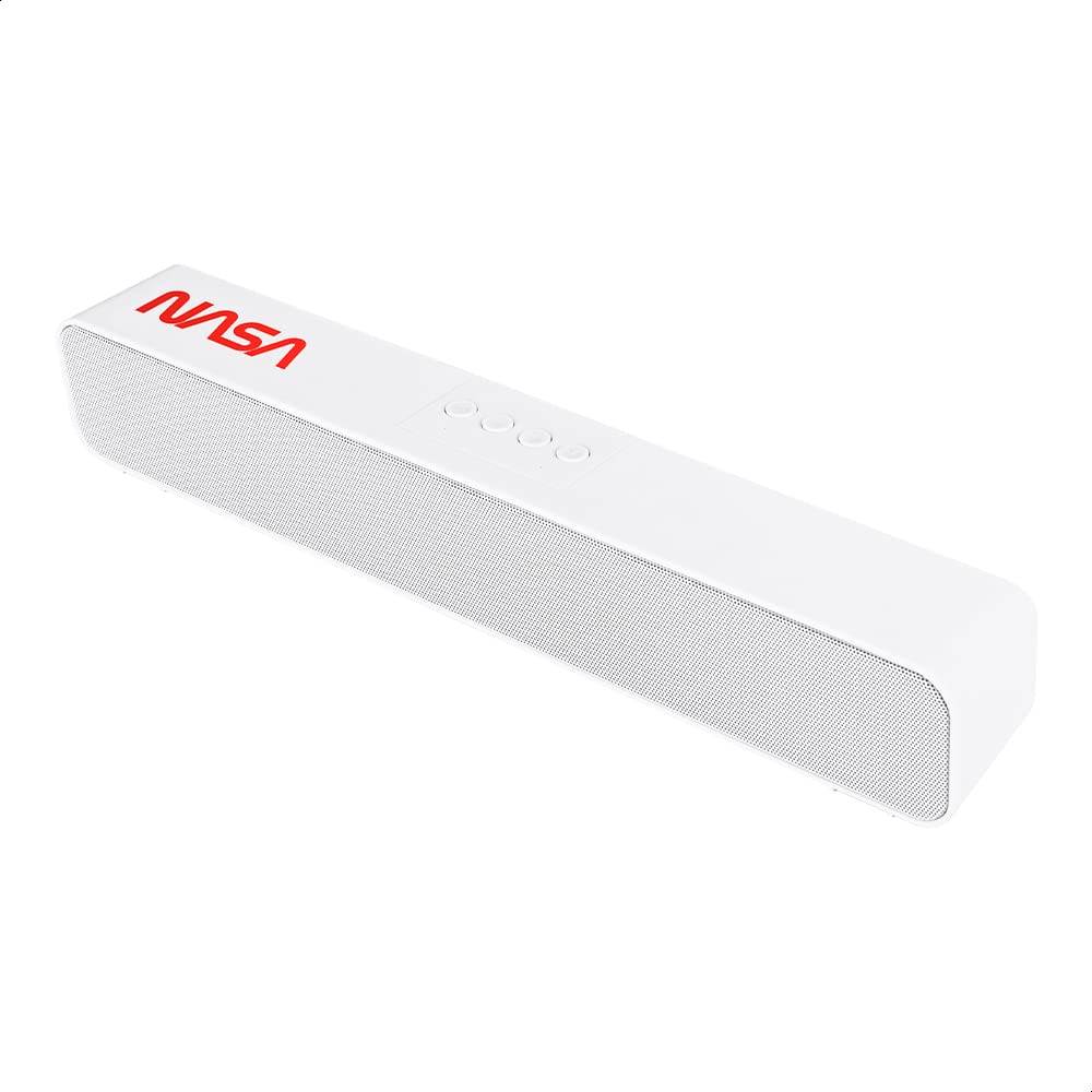 TECHZONE NASA Barra de Sonido, Bocina Bluetooth V5.0 Conexión TWS Batería Recargable, AUX TF/USB/FM, Color Blanco