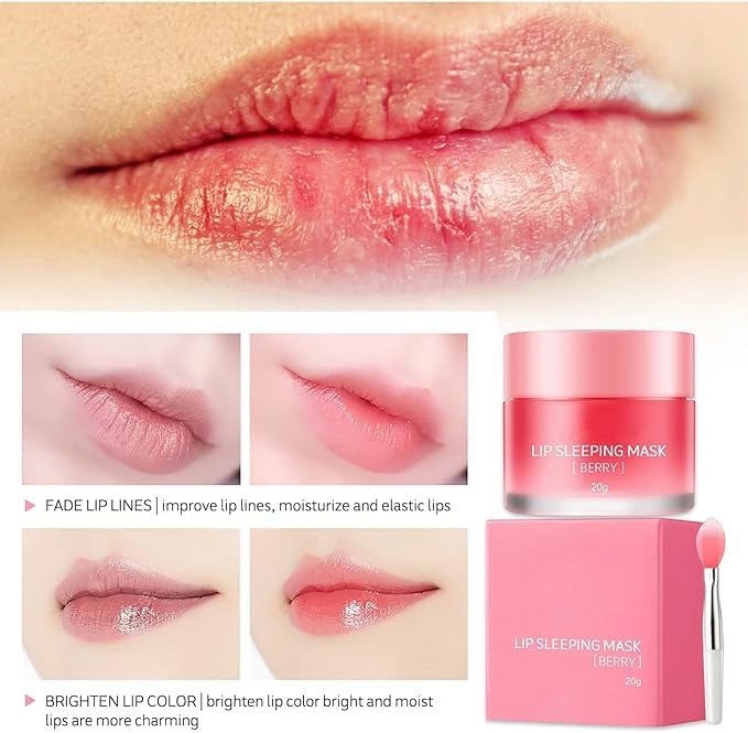 Lip Care Set: 2 Jars of Overnight Lip Mask for Dry, Cracked Lips - 20g