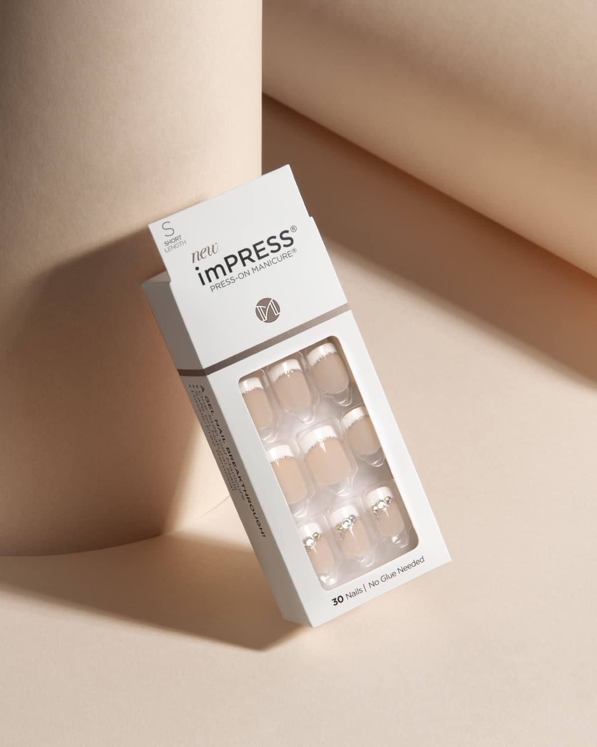 KISS imPRESS - Manicura a presión, cree, cuadrada de longitud corta, con tecnología PureFit, incluye almohadilla de preparación, mini lima, palo de cutícula y 30 uñas postizas