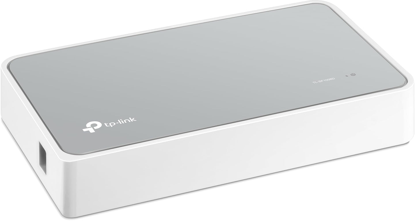 TP-Link 8 Port Fast Ethernet Switch, Desktop Ethernet Splitter, Ethernet Hub, Plug and Play, Fanless Quite, Unmanaged TL-SF1008D, 0