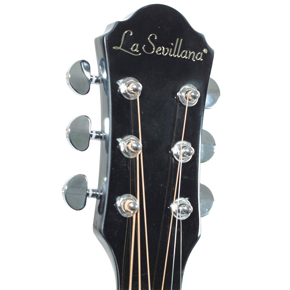 LA SEVILLANA Guitarra Electroacústica para Folk FO-300CEQ color negro