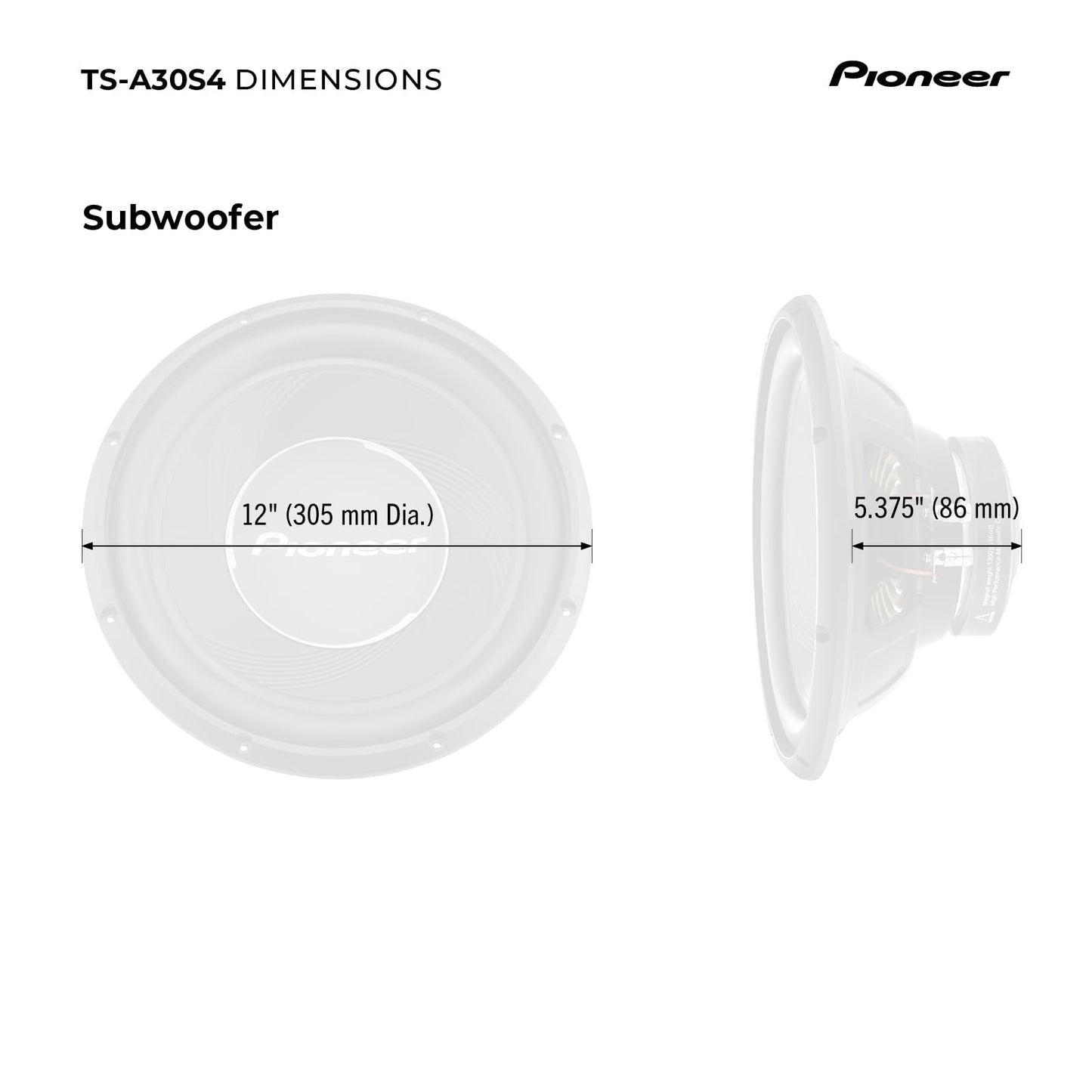 Pioneer Subwoofer Componente A-Series 30cm 12puLG 1400w