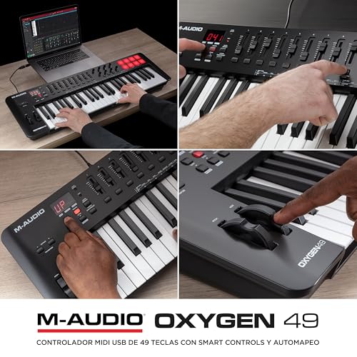 M-Audio Oxygen 49 V - Teclado controlador MIDI USB de 49 teclas con Beat Pads, modos Smart Chord y Scale, arpegiador y suite de software incluidos