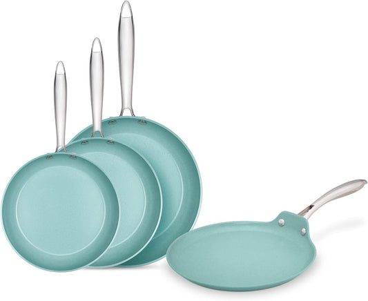 JADECOOK Pack Exclusivo 3 Sartenes y 1 Comal Jade Cook® Nueva Generación | Sartenes de cocina de 20, 24 y 28 cm y 1 Comal 32 cm con mango.