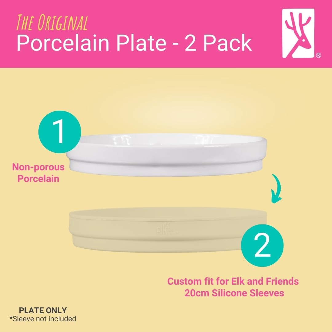 Elk and Friends Kids - Platos Blancos de Porcelana de 7.8