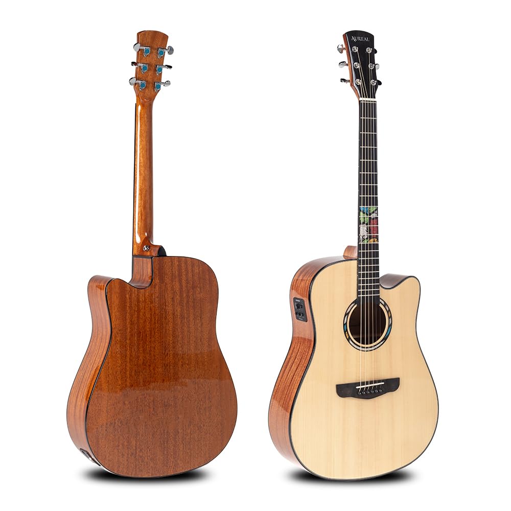 Aureal Guitarra Electroacústica AS-5DC NT Abeto Sólido Y Caoba Fishman