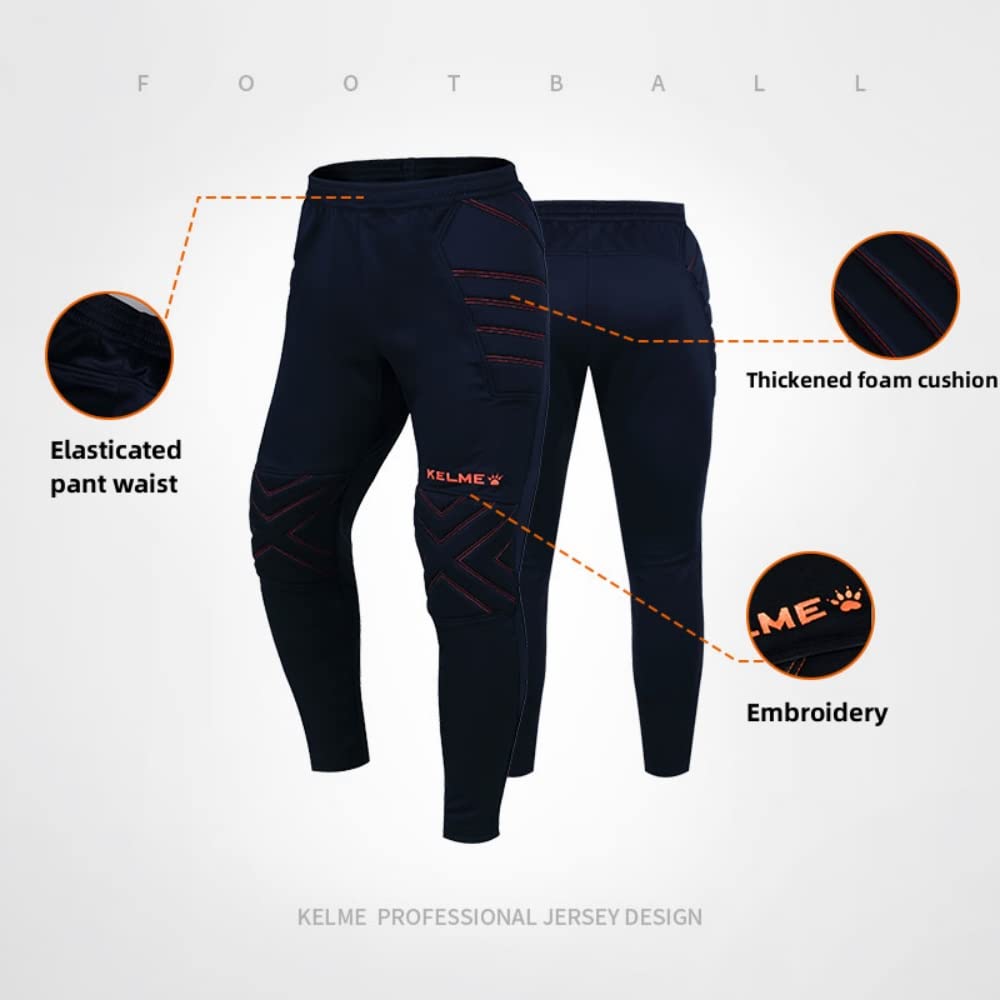 KELME Pantalones de fútbol Goalkeeper Pro con protecciones para niños - Azul oscuro, 8 años