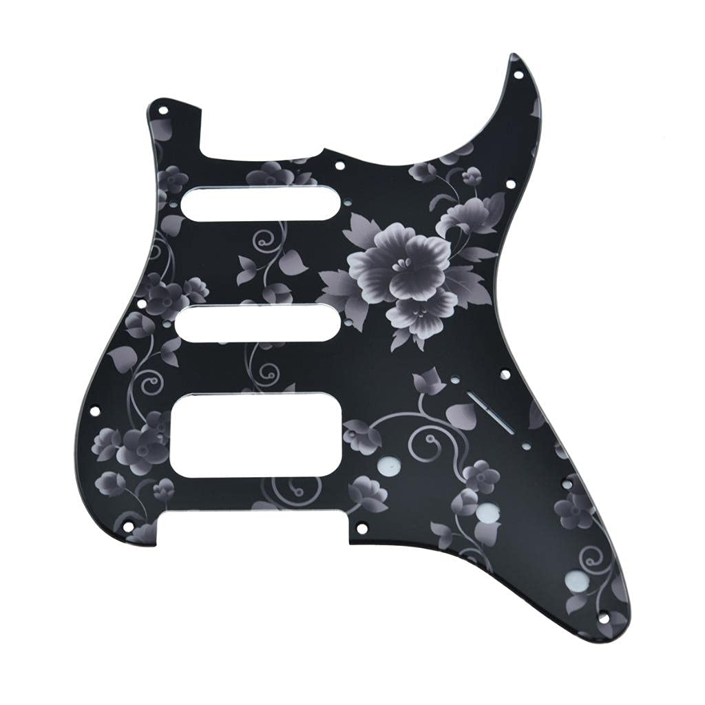 Dopro Golpeador de guitarra Strat HSS de 11 agujeros, 2 tripulaciones Humbucking, soporte de pastilla para American FD Stratocaster patrón de flores