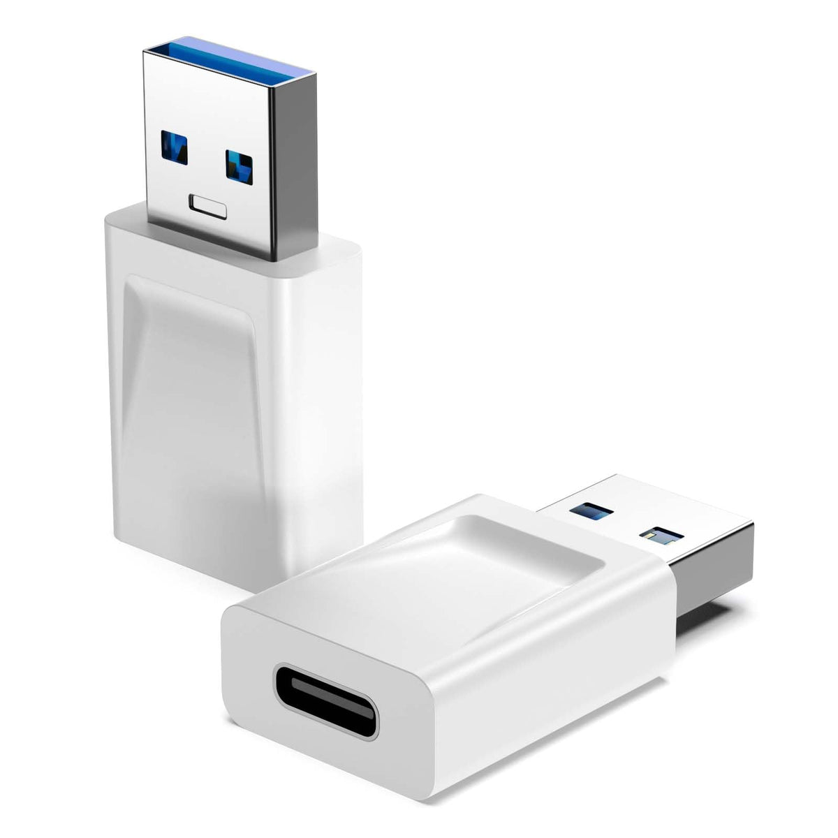 Adaptador USB-A a USB-C 3.1 Transmisión Rápida 10 Gbps Compatible iPhone 15 16 Plus Pro Max Portátil AirPods iPad Air Mini Paquete de 2