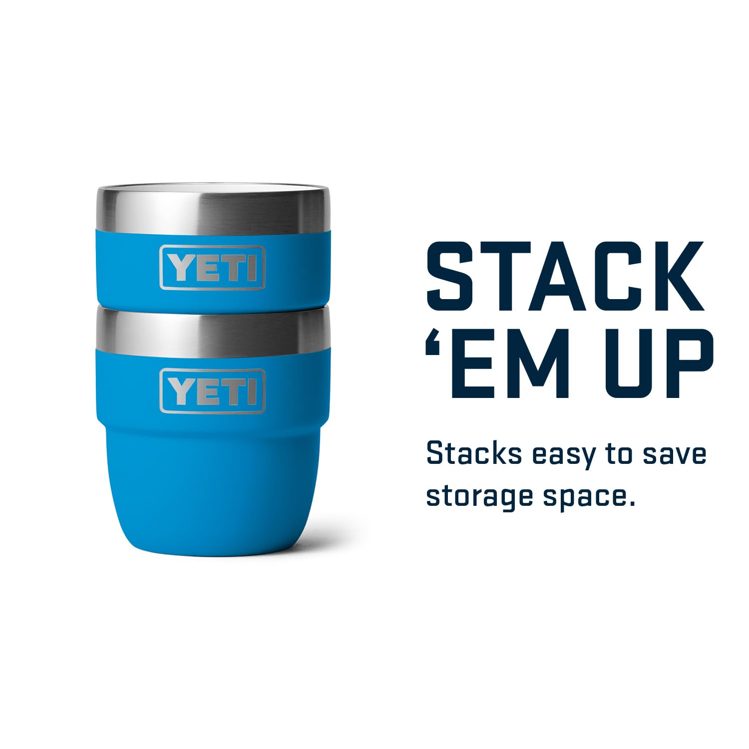 Taza Apilable de Acero Inoxidable YETI Azul Ondulado con Aislamiento al Aspiradora, Paquete de 2 para Café Expreso