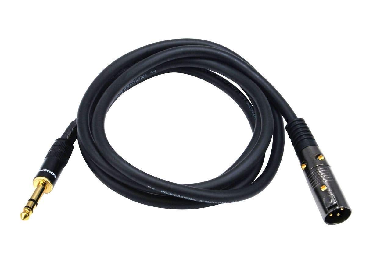Cable de Audio XLR Monoprice Premier Series Negro 25 Pies 16 AWG Macho a Macho para Dispositivos de Audio
