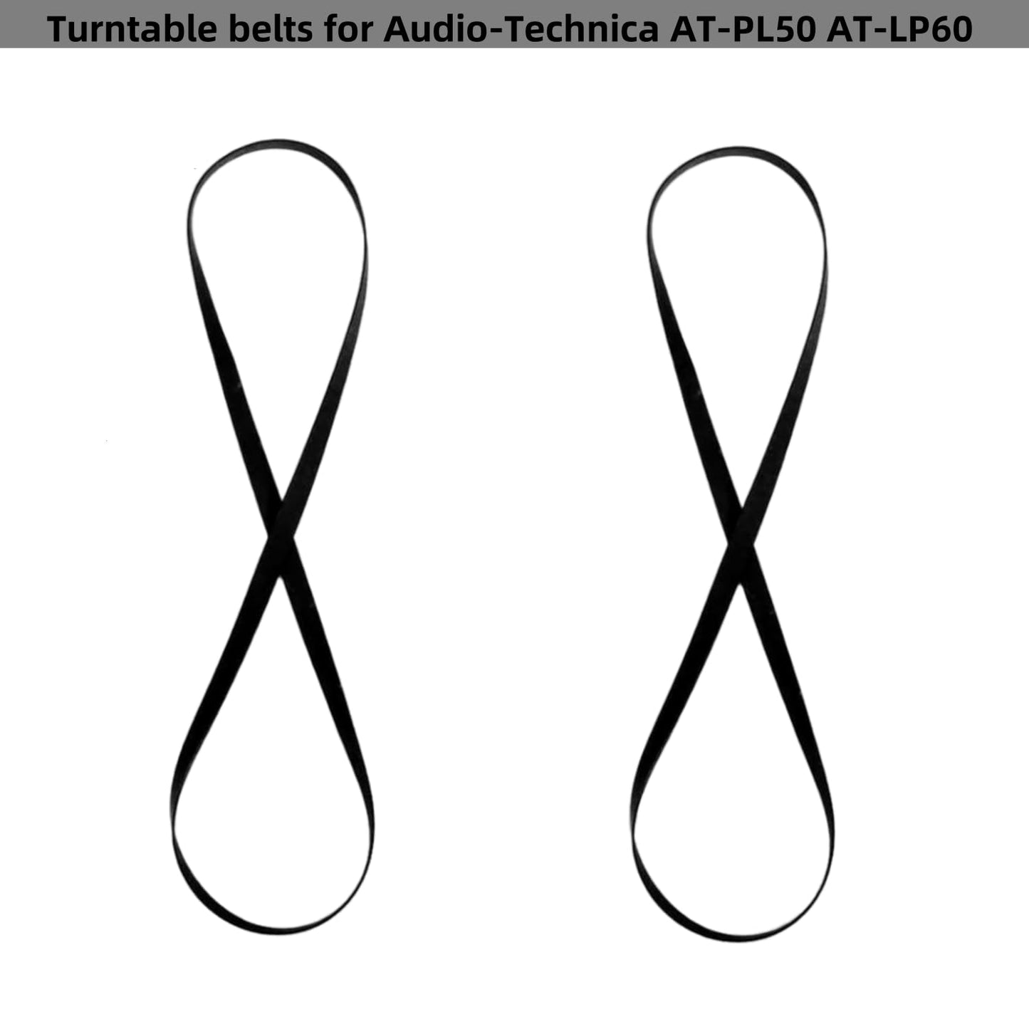 Correas de Repuesto Sam&Johnny Negro para Audio-Technica AT-LP60 y AT-LP60x (2 Unidades)