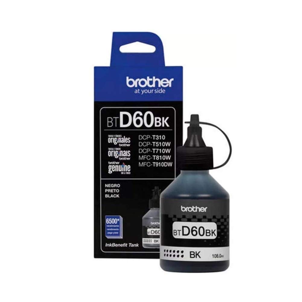 Brother Pack Kit 4 Botellas Tinta BTD60BK Negro - Color BT5001Y BT5001C BT5001M Originales Compatibles HL-T4000DW DCP-T310 DCP-T510W DCP-T710W MFC-T810W MFC-T910DW MFC-T4500DW
