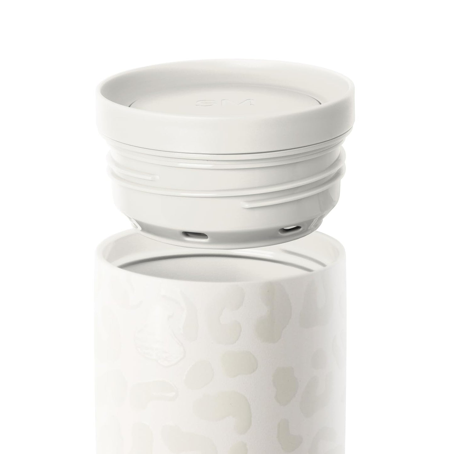 Taza de Café para Viaje Simple Modern Cream Leopard con Tapa 360 y Revestimiento de Cerámica para Mujer y Hombre