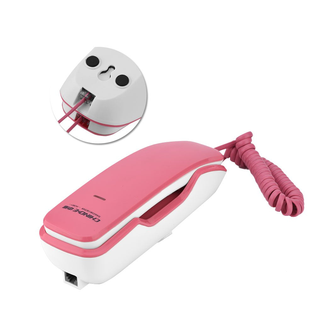 Tosuny Telefono de Pared o Sobremesa,Telefono Fijo Rosa Telefono Mini Tlefono Fijo para Casa