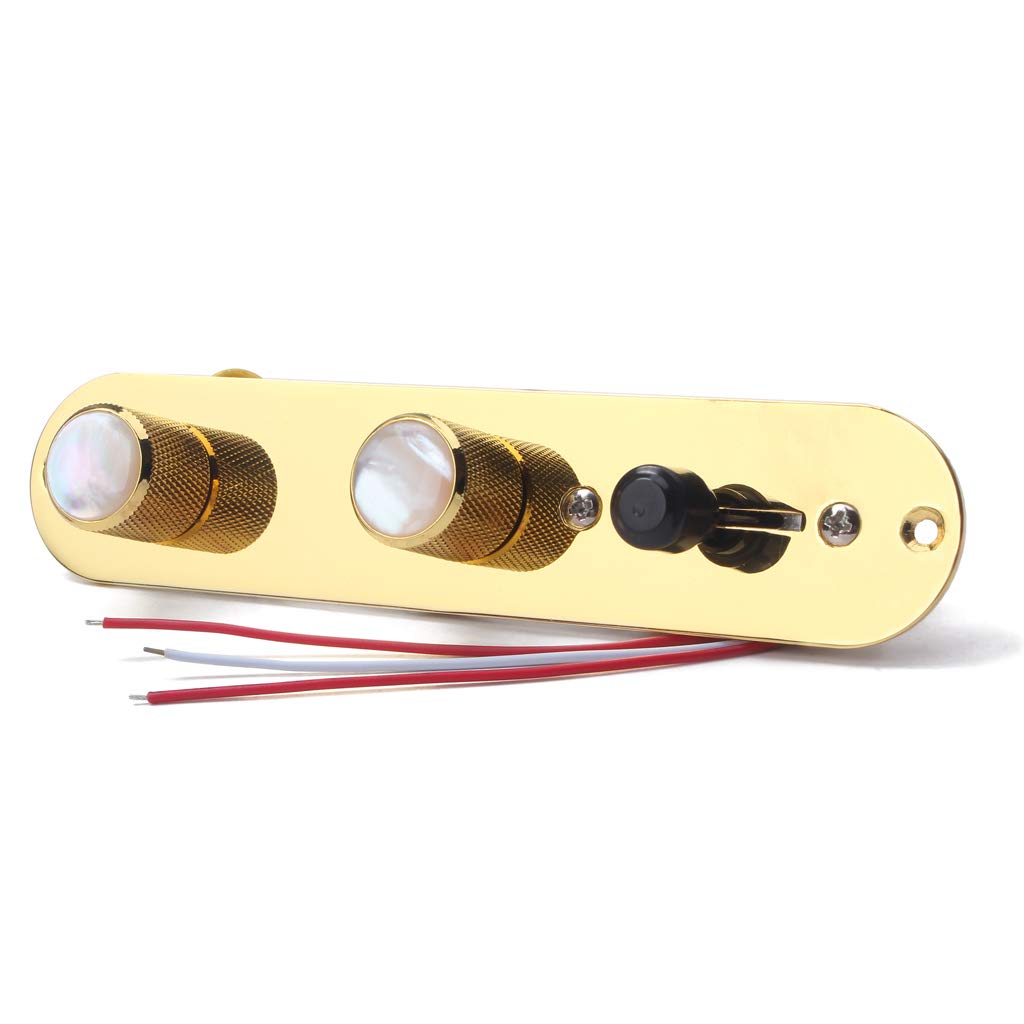 Alnicov Placa de control totalmente cargada precableada de 3 vías con arnés de cableado para guitarra eléctrica Fender Tele Telecaster, color dorado