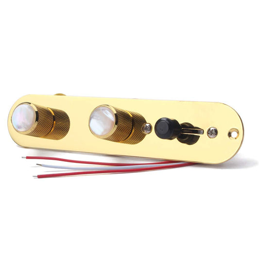Alnicov Placa de control totalmente cargada precableada de 3 vías con arnés de cableado para guitarra eléctrica Fender Tele Telecaster, color dorado