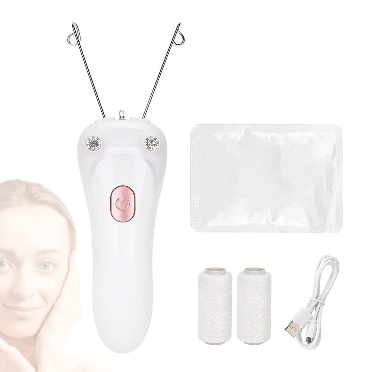 Removedor de vello facial eléctrico, inalámbrico recargable USB para mujer