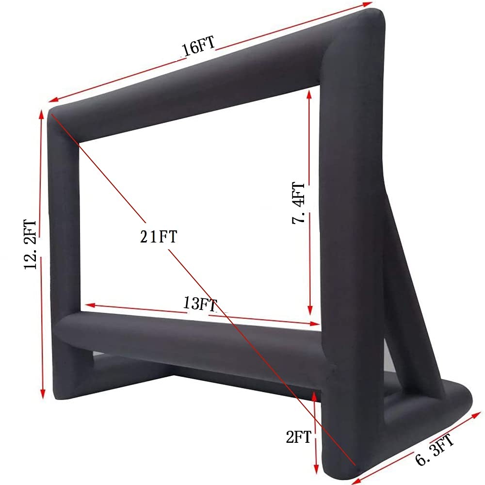XHYCPY Pantalla de proyección inflable para exteriores de 21 pies, paquete con cuerda, soplador + estacas para tienda de campaña, ideal para diversión en el patio al aire libre en la piscina (21 pies)