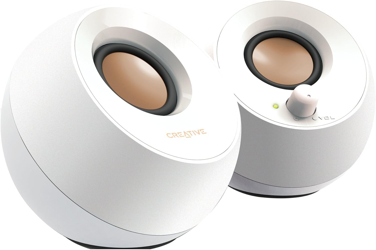 Creative Pebble 2.0 Altavoces de computadora alimentados por USB con Controladores de Campo lejano y radiadores pasivos para PC y portátiles (Blanco)