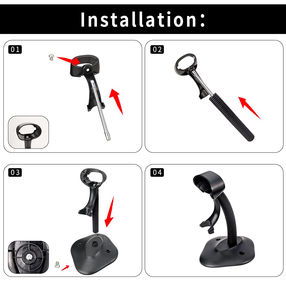 Soporte de Escáner UNIDEEPLY Negro Ajustable con Cuello de Ganso para Escritorio