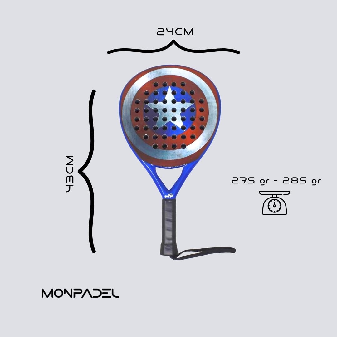 Raqueta Pala Pádel MonPadel Azul Eva Soft Carbon para Niño Junior Pro