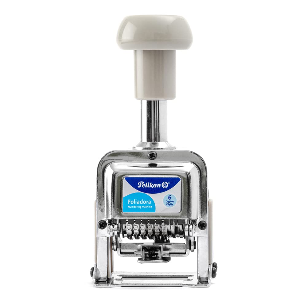 Foliadora Pelikan Acero Inoxidable Numeración Automática 6 Dígitos