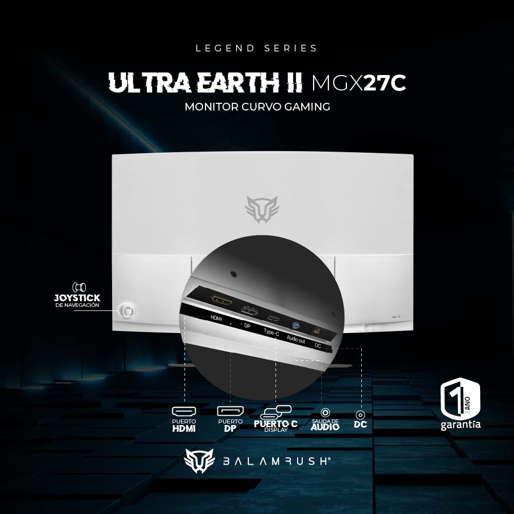 Monitor Curvo Gamer Ultra Earth II Blanco FHD 165Hz 1ms 27 Pulgadas