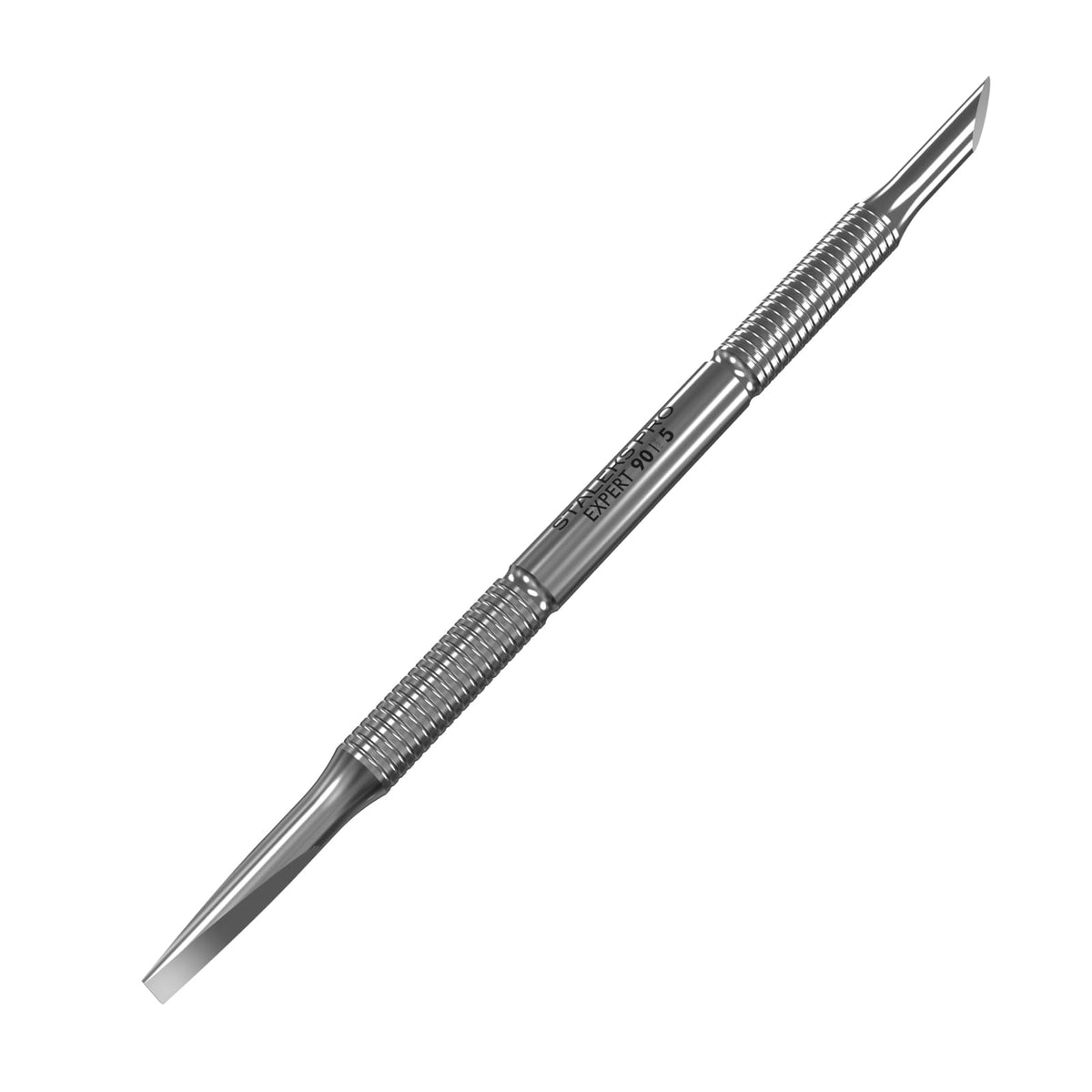 STALEKS PRO Empujador De Cutículas Profesional Staleks Manicure Pusher Expert 90 Tipo 5 – Acero Inoxidable (Empujador Biselado Y Recto)