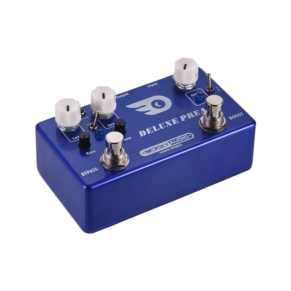 Deluxe PREAMP 2 en 1 Pedal de Efectos de uitarra Boost + Efectos Overdrive clásicos Carcasa Totalmente de Metal con Bypass Verdadero