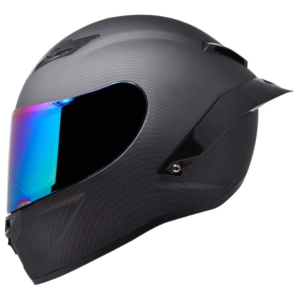 KOV Casco para Moto Integral KC1 Certificado Dot Estilo Carbono Deportivo (M)