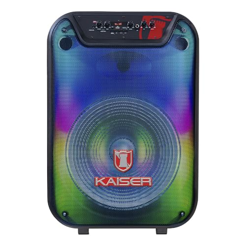 Bocina Profesional de 15 Pulgadas con Luz Flama Frontal Recargable, 35W RMS, Bluetooth, FM, USB, Micro SD, Aux, Micrófono Alámbrico y Ruedas para fácil transportación y manija retráctil KSW-3515