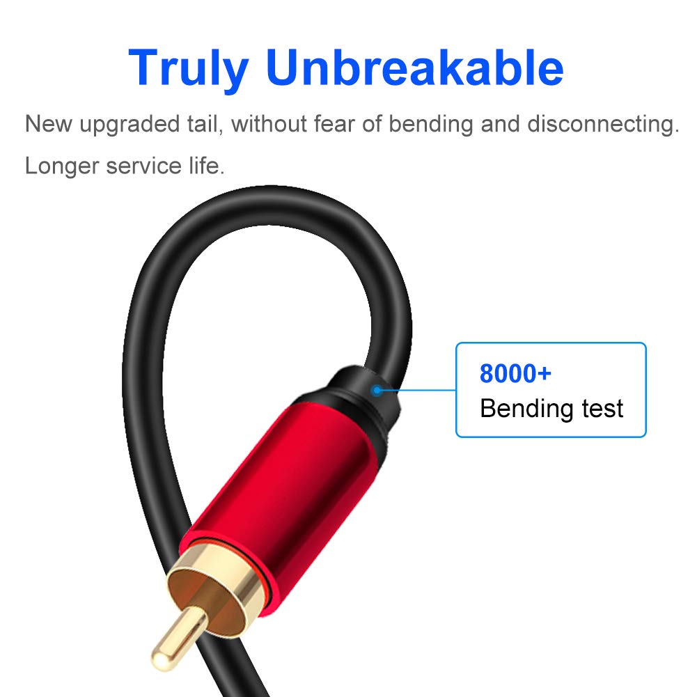 Cable de Audio Estéreo Yeung Qee Dorado 2RCA Macho 10 Pies Doble Blindado para Cine en Casa y Consola de Juegos