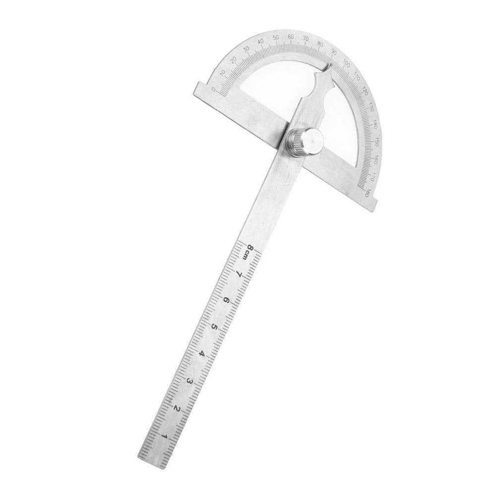 Regla de Transportador de Acero Inoxidable 0-180 Grados Goniómetro 15 cm Indicador de ángulo 80 x 120mm
