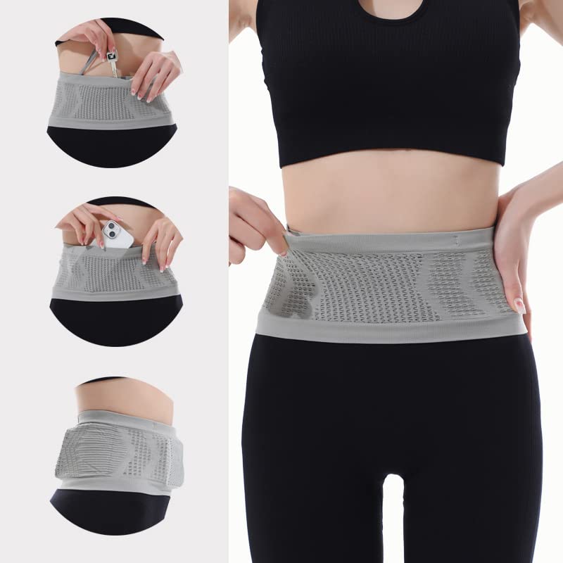 LELISKA Multifunctional Knit Breathable Concealed Waist Bag,Large Capacity Adjustable Running Waist Pack,Universal Running Belt for Running and Outdoor (Pink,M)